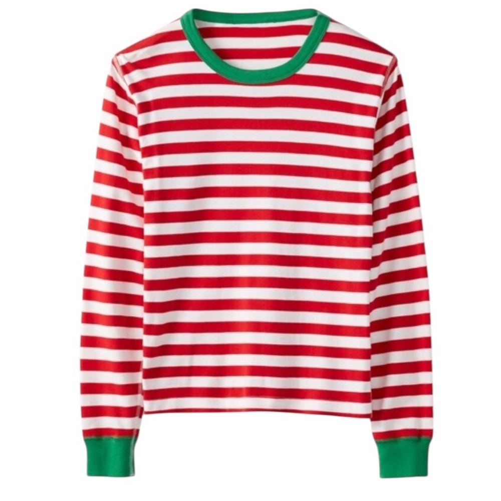 HANNA ANDERSON NWT Bold Stripe Cotton PJ Long John Top Size Large in Red Stripe